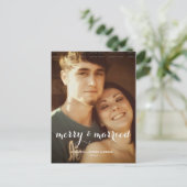 Cartes Pour Fêtes Annuelles Joyeux Marié Noël Photo White Script Holiday (Debout devant)