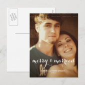 Cartes Pour Fêtes Annuelles Joyeux Marié Noël Photo White Script Holiday (Devant / Derrière)