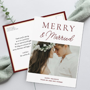 Cartes Pour Fêtes Annuelles Joyeux marié Rouge Script moderne Photo Noël