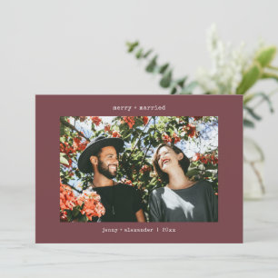 Cartes Pour Fêtes Annuelles Joyeux Mariés Deux Photo Machine à Écrire Rouge No
