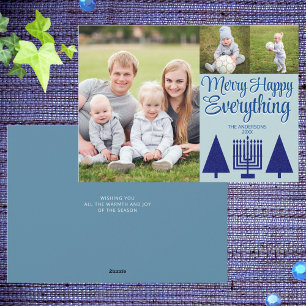 Cartes Pour Fêtes Annuelles Joyeux Marine Arbre Interconfessionnel Menorah Cut