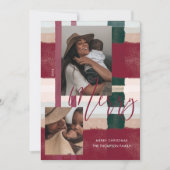 Cartes Pour Fêtes Annuelles Joyeux Maroon moderne & Green Plaid Plaid Deux Pho (Devant)