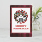 Cartes Pour Fêtes Annuelles Joyeux Maskmas COVID Masque Pathogène Décoré (Debout devant)
