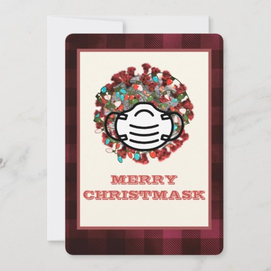 Cartes Pour Fêtes Annuelles Joyeux masque de Noël Lit COVID Masque Pathogène M (Devant)