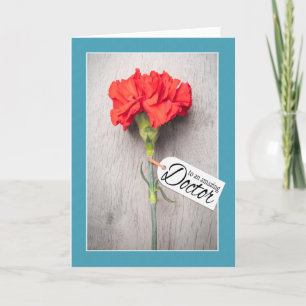 Cartes Pour Fêtes Annuelles Joyeux Médecins Fleur unique Carnation Rouge