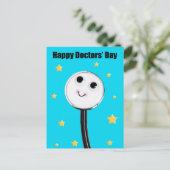 Cartes Pour Fêtes Annuelles Joyeux Médecins Jour Cute Stethoscope Avec Étoiles (Debout devant)