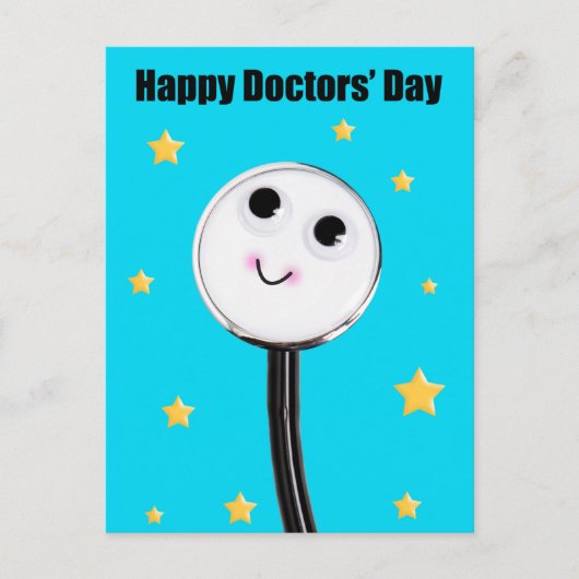 Cartes Pour Fêtes Annuelles Joyeux Médecins Jour Cute Stethoscope Avec Étoiles (Devant)