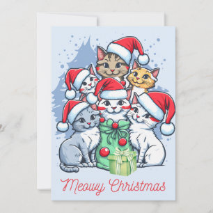Cartes Pour Fêtes Annuelles Joyeux Meowy Noël Père Noël Chats avec présents