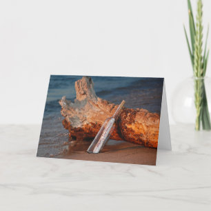 Cartes Pour Fêtes Annuelles Joyeux message de Noël dans une bouteille