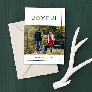 Cartes Pour Fêtes Annuelles Joyeux moderne coloré rouge vert lettré photo