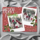 Cartes Pour Fêtes Annuelles Joyeux moderne et brillant Flocon de neige rouge H