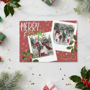 Cartes Pour Fêtes Annuelles Joyeux moderne et brillant Flocon de neige rouge H