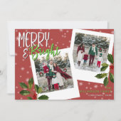 Cartes Pour Fêtes Annuelles Joyeux moderne et brillant Flocon de neige rouge H (Devant)