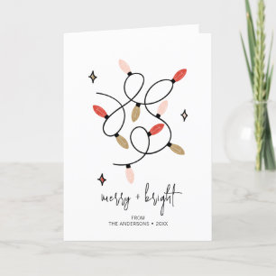 Cartes Pour Fêtes Annuelles Joyeux moderne et lumières de Noël brillantes