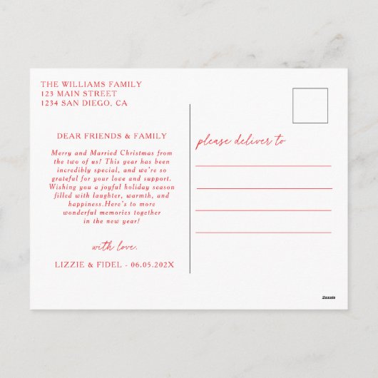 Cartes Pour Fêtes Annuelles Joyeux moderne et Mariage marié photo Noël (Dos)