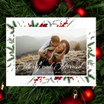 Cartes Pour Fêtes Annuelles Joyeux Moderne Et Marié Nouveau Photo Noël<br><div class="desc">La Carte postale moderne Joyeux et Marié pour Noël est une façon parfaite de célébrer votre première saison de vacances en tant que "M. et Mme". Doté d'une élégante typographie et d'une photo préférée, ce design moderne capture magnifiquement la joie de votre premier Noël ensemble - facilement personnalisable pour le...</div>