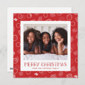 Cartes Pour Fêtes Annuelles Joyeux moderne | Rouge | CARRÉ | Photo (Devant / Derrière)