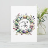 Cartes Pour Fêtes Annuelles Joyeux Monogramme de germes floraux de Pâques (Debout devant)