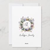 Cartes Pour Fêtes Annuelles Joyeux Monogramme de germes floraux de Pâques (Dos)