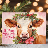 Cartes Pour Fêtes Annuelles Joyeux Moo Année Vache Noël