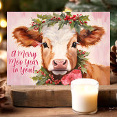 Cartes Pour Fêtes Annuelles Joyeux Moo Année Vache Noël