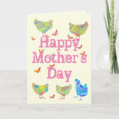Cartes Pour Fêtes Annuelles Joyeux Mothers Day aquarelle Poulets Papillons (Devant)