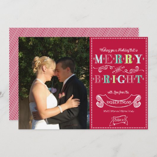 Cartes Pour Fêtes Annuelles Joyeux n Jours fériés brillants Photo moderne Noël (Devant / Derrière)