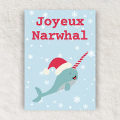 Cartes Pour Fêtes Annuelles Joyeux Narwhal pun Joyeux Noël
