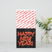 Cartes Pour Fêtes Annuelles Joyeux New Year Glassy Red Text (Debout devant)