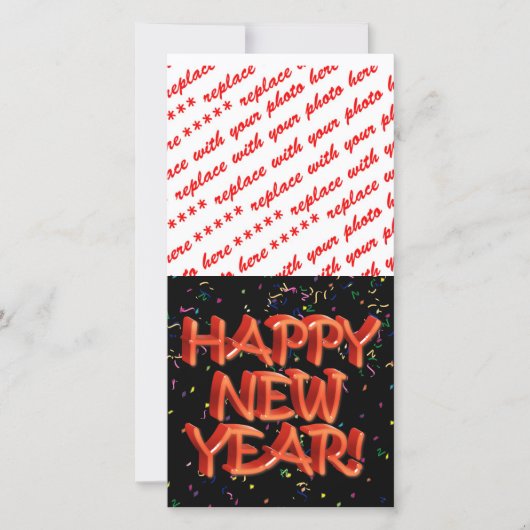 Cartes Pour Fêtes Annuelles Joyeux New Year Glassy Red Text (Devant)