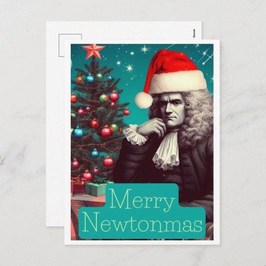 Cartes Pour Fêtes Annuelles Joyeux Newtonmas Sir Isaac Newton (Devant / Derrière)