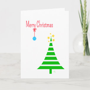 Cartes Pour Fêtes Annuelles Joyeux Noël, 1 Arbres, 1 Ornement Bleu, Étoiles