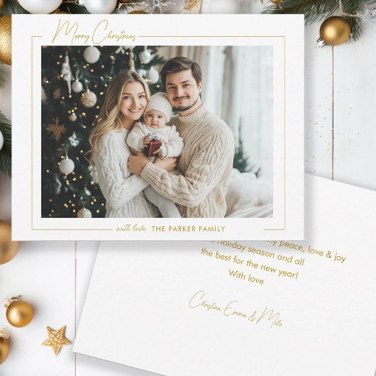 Cartes Pour Fêtes Annuelles Joyeux Noël! 1 photo, blanc, minimum