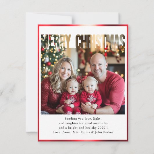 Cartes Pour Fêtes Annuelles JOYEUX NOËL! 1 Photo, blanc, rouge (Devant)