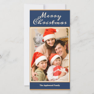 Cartes Pour Fêtes Annuelles Joyeux Noël 1 Photo Élégant Faux Or