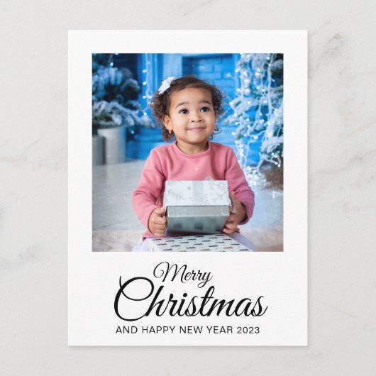 Cartes Pour Fêtes Annuelles Joyeux Noël 1 photo élégant script (Devant)