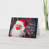 Cartes Pour Fêtes Annuelles Joyeux Noël 2020 Père Noël En Masque Covid (Devant)