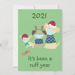 Cartes Pour Fêtes Annuelles Joyeux Noël 2021 Covid Cute Dogs Ruff année