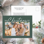 Cartes Pour Fêtes Annuelles Joyeux Noël 2024 Photo Élégant Script Vert