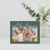 Cartes Pour Fêtes Annuelles Joyeux Noël 2024 Photo Élégant Script Vert (Debout devant)