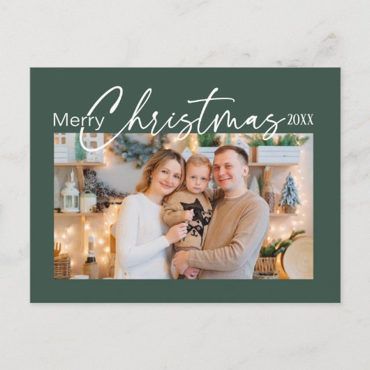 Cartes Pour Fêtes Annuelles Joyeux Noël 2024 Photo Élégant Script Vert (Devant)