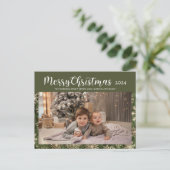 Cartes Pour Fêtes Annuelles Joyeux Noël 2024 Typographie Photo Gold Vert (Debout devant)