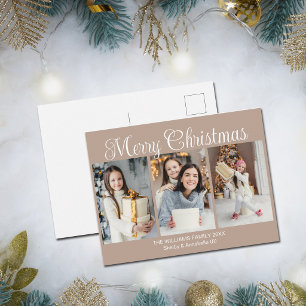 Cartes Pour Fêtes Annuelles Joyeux Noël 2026 Collage de photos Chic Mocha