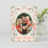 Cartes Pour Fêtes Annuelles Joyeux Noël 2 Photo Coquette Botanique Floral (Debout devant)