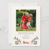 Cartes Pour Fêtes Annuelles Joyeux Noël 2 Photo Coquette Botanique Floral (Dos)
