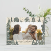 Cartes Pour Fêtes Annuelles Joyeux Noël 2 Photo Famille Arbres d'hiver (Debout devant)