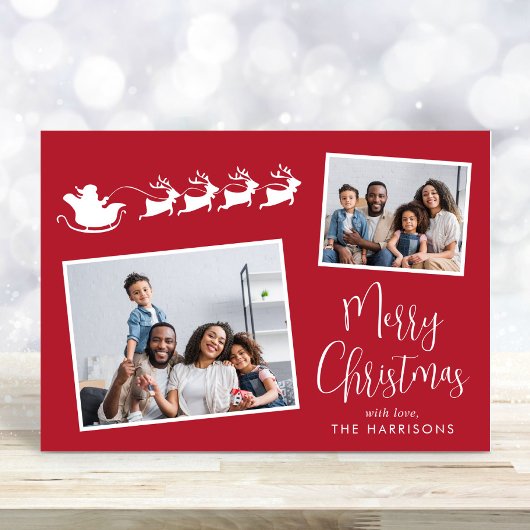 Cartes Pour Fêtes Annuelles Joyeux Noël 2 Photo Père Noël Sleigh