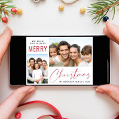 Cartes Pour Fêtes Annuelles Joyeux Noël 2 Photo Rouge Script