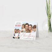 Cartes Pour Fêtes Annuelles Joyeux Noël 2 Photo Rouge Script (Devant)