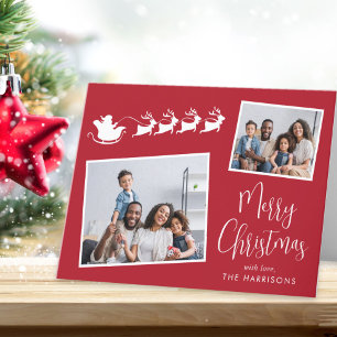 Cartes Pour Fêtes Annuelles Joyeux Noël 2 Photo Santas Sleigh Red